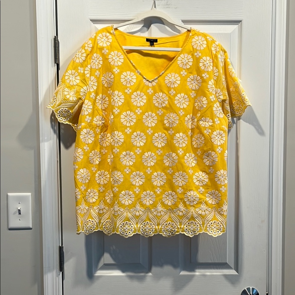 Talbots Plus Yellow Boxy Blouse‎ Relaxed Fit